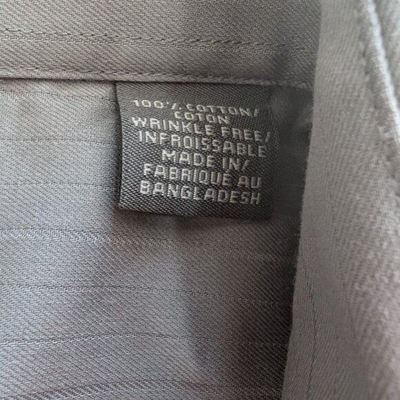 Kenneth Cole Reaction Dress Shirt Men’s 15 32/33 Gray Striped Long Sleeve 100% - Picture 7 of 7